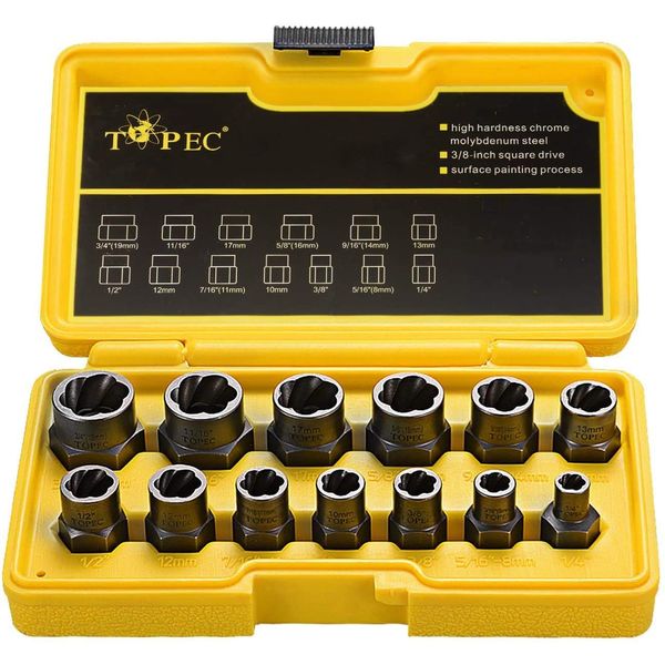 Nut Extractor Socket Set, Impact Bolt & Nut Remover Set, Nut Extractor Socket, Bolt Remover Tool Set, Easy Car Repair, Furniture Assembly, Inspection 13 Piece Set