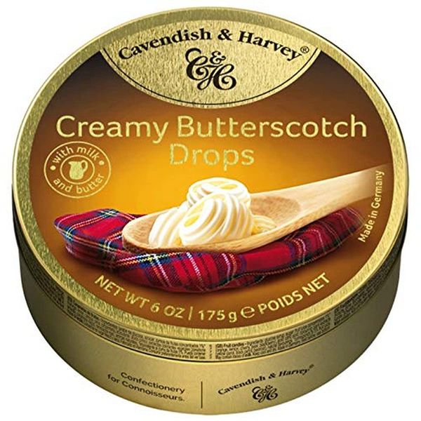 Cavendish & Harvey | Creamy Butterscotch Hard Candy Drops | 6 Ounce Tin