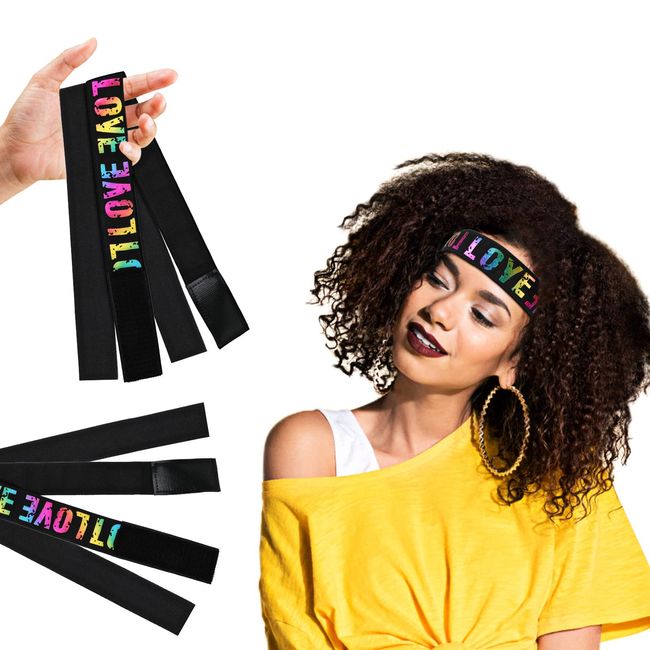 3 Packungen Perückenband mit Klettband, Elastisches Band für Perückenkante Schmelzband für Perücke mit Klettverschluss Verstellbares Gummiband für Perücke mit Haarkantenbürste und Kamm,Bunt LOVE