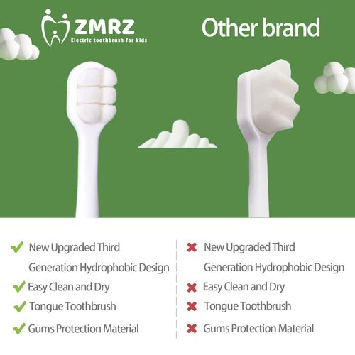 ZMRZ Kids Toothbrush - Soft Bristles for Toddlers & Children Aged 1-4 - Fun Dinosaurs Shape for 360 Degree Cleaning - Gifts for Kids’ Birthday (2 Count (Pack of 1), Green & Pink)
