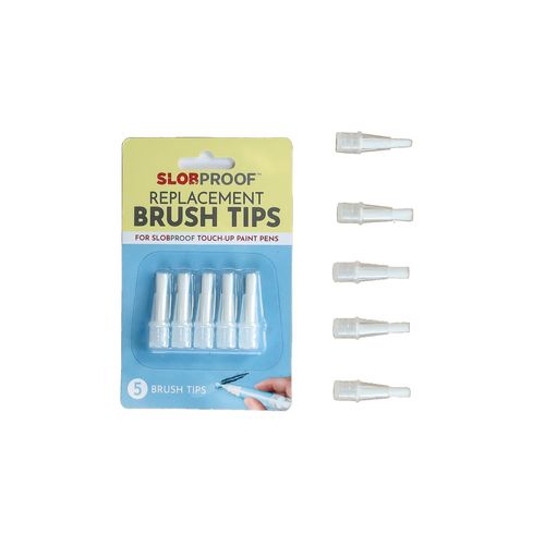 Slobproof 5-Pack Replacement Brush Tips for Refillable Touch up Paint Pen, Refillable Paint pens for Walls, Touch up Work, Fillable Paint Pens for Touch-up Brush Tool for Paint Syringe with Brush Tip