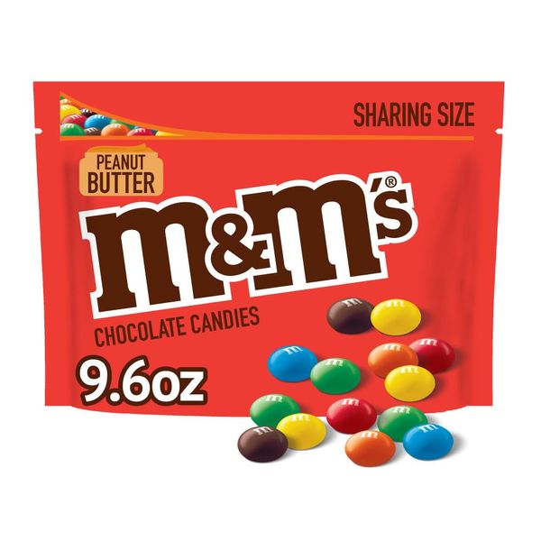 M&M's Peanut Butter Chocolate Candy, Super Bowl Sharing Size, 9.6 oz Bag