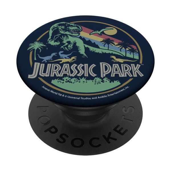 Jurassic Park Retro Circle Color Stripes PopSockets Adhesive PopGrip
