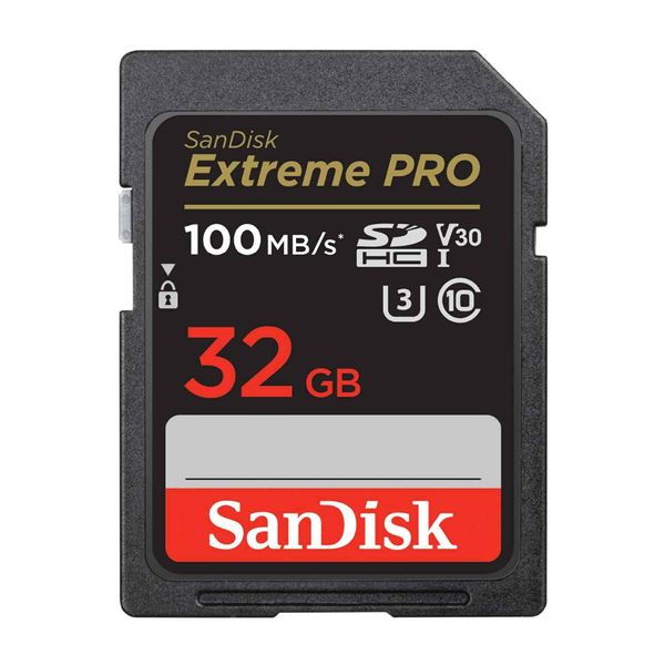 SanDisk Extreme PRO SDSDXXO-032G-GHJIN SD card, 32 GB, SDHC, Class 10, UHS-I, V30, Max Read 100 MB/s, New Packaging