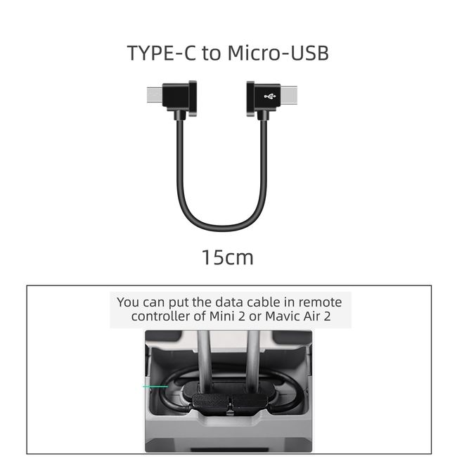 Micro USB to Android/USB C/iPhone Cable For Drone Remote 30cm