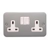 SHPELEC® 13A Premium Switched Metal Clad Double Sockets 2 Gang BS Standard - Available in 1, 2, and 3 Pack Variations (1)