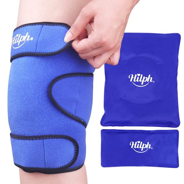 Hilph Knee Ice Pack Wrap, Reusable Ice Pack for Knee Replacement Surgery Hot Cold Therapy Gel Cold Pack Around Entire Knee for Pain Relief, Arthritis, ACL, Swelling, Meniscus Tear