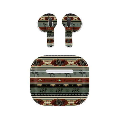 MightySkins Skin Compatible with Apple AirPods (3rd Generation) - Cabin Stripes | Protective, Durable, and Unique Vinyl Decal wrap Cover | Easy to Apply, Remove, and Change Styles | Made in The USA