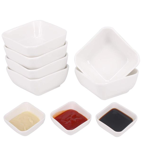 Belinlen 3 Ounce 6 Pack Ceramic Dip Bowls Set Porcelain Dip Mini Bowls Soy Sauce Dish/Bowls - Good for Tomato Sauce, Soy, BBQ and Other Party Dinner (White)