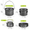 39pcs Camping Cookware Mess Kit Nonstick Large Size Hanging Pot Pan Kettle With 