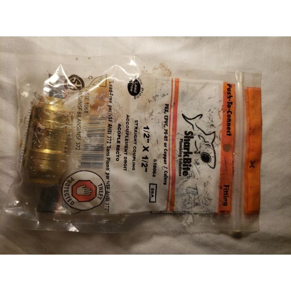 🔥SHARK BITE - PLUMBING - 1/2" x 1/2" STRAIGHT COUPLING -PUSH-TO-CONNECT FITTING