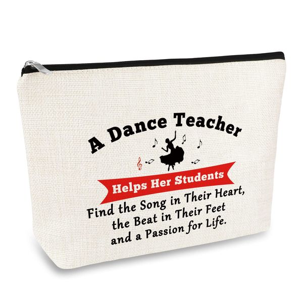 Dance Teacher Appreciation Gift for Women Makeup Bag Dancer Cosmetic Bags Dancer Gifts Dance Team Coach Gift Thanksgiving Christmas Birthday Gifts for Dance Teachers Thank You Gifts Travel Pouch