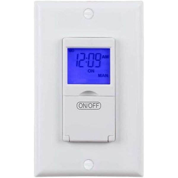 BN-LINK 7 Day Programmable In-Wall Timer Switch Digital with Blue Light, 3 way