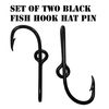 BT Outdoors Two Black Fish Hook Hat Pin Black Hat Hook Clip