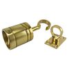 RopeServices UK 24mm Polished Brass Decking Rope Hook and Eye Plate, Deck Post End Fixing Post Fitting