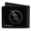 Buckle-Down Men's Reverse Flash Logo Black/Silver Etching Bi-Fold Wallet, Default Size