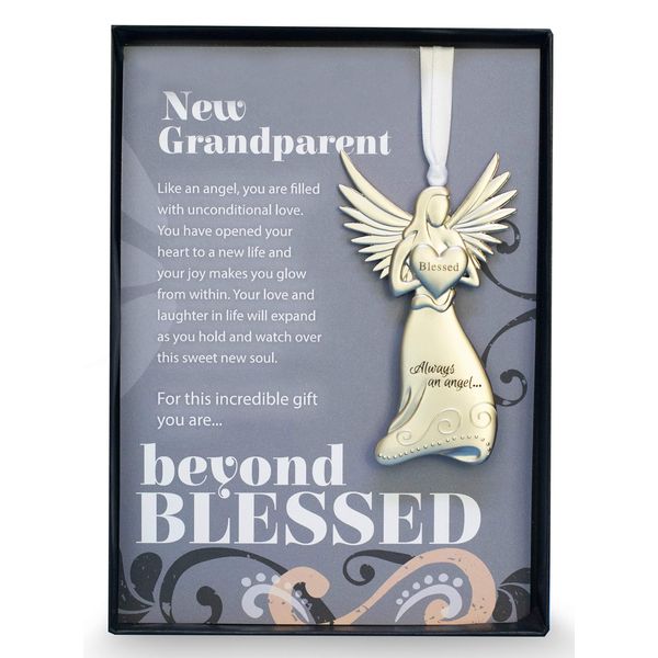 Beautiful Silver Finish Metal Angel With Beyond Blessed Poem - Gift For New Grandparents On Birth of Grandchild