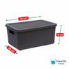 M1SS Rustic Rectangular Ribbed Plastic Box (Pack of 2) - 7 Litre Storage Box with Lid, Handles, Stackable - Beige, Bottle Grey