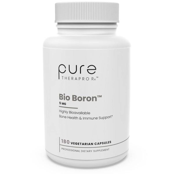 Pure TheraPro Rx Bio Boron, 5mg/Capsule, 180 Capsules, Bororganic Glycine Boron Supplements for Men & Women, Vegan Mineral Supplements for Bones, Cardiovascular Function & Immunity Support