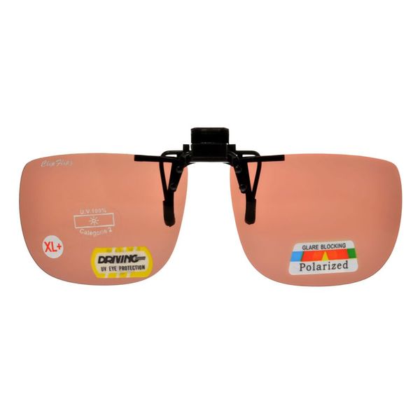 ClipFlipz Rectangular Polarised Extra-Large/Copper Driving Clip On Flip Up Sunglasses, XL