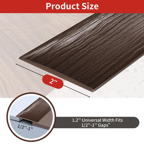 Floor Transition Strip Self Adhesive 2 Inch Wide, 20 FT Non-Slip Waterproof Floor Cover Strips for Floor Gaps Tiles Carpet Threshold Transition, Easy Install(Black Walnut)