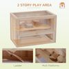 2-Level Hamster Cage with Openable Top, Door, Shelf, Ladder, Natural