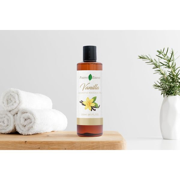 Vanilla Massage Oil for Massage, Body Massage Lotion; Jojoba, Sweet Almond Oil for Skin, Vitamin E, and Pure Vanilla Essential Oil, Body Oil Aceite para Masajes Relajantes