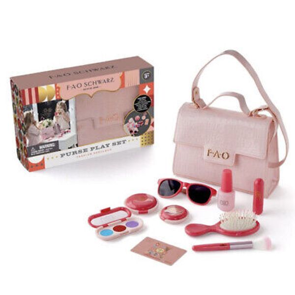 Glamour Pretend Fashion Girls Makeup Beauty Pink Purse/bag Play Set w/sunglasses