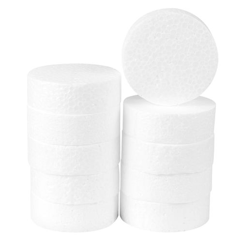 MIDELONG 3 Inch Foam Circles for Crafts 1 Inch Thick Polystyrene Round Foam Disc for Cakes and Decorations Sculpture Modeling Lollipops Making School DIY Projects White, Pack of 10