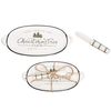 C&F Home "Christmas Tree" Sentiment Featuring 3 Trees Dolomite Serving Tray with Spreader Hostess Gift Set White