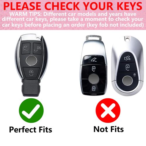 Simocky Key Fob Cover with Diamond Keychain for Mercedes Benz Car Key Shell Compatible with Mercedes Benz C E M S CLS CLA GLK GLA GLC GLE AMG Class Remote Key for Women (3 Buttons-Silver Heart)