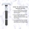 Parker, 96R Graphite Gray Long Handle Butterfly Open Double Edge Safety Razor for Men, 5 Parker Premium Platinum Double Edge Razor Blades Included