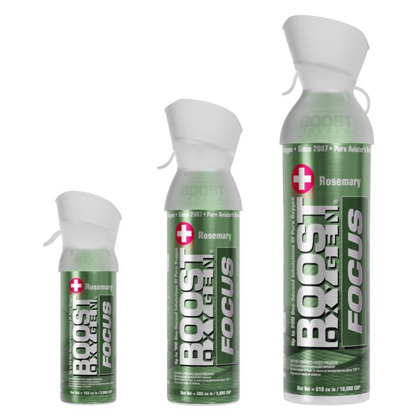 Boost Oxygen Focus Rosemary Collection | Large 10L, Medium 5L & Pocket Size 3L (3 Pack)