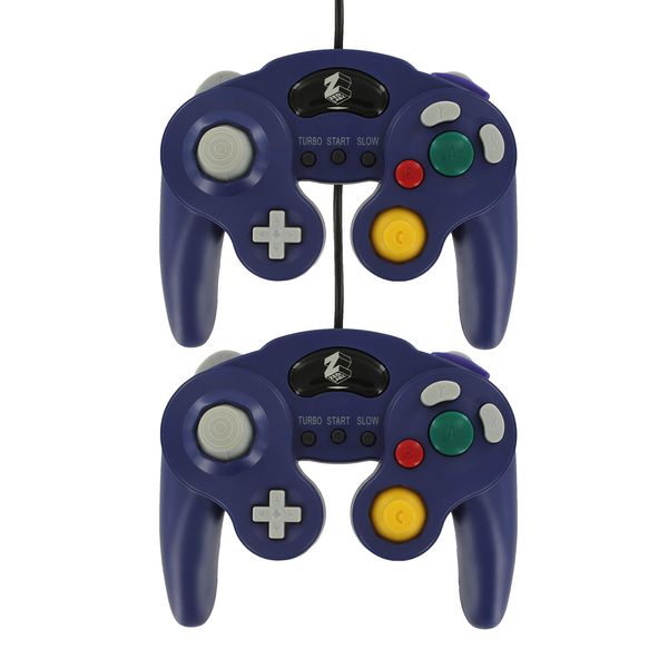 ZedLabz wired vibration gamepad controller for Nintendo GameCube GC with turbo function - 2 pk purple