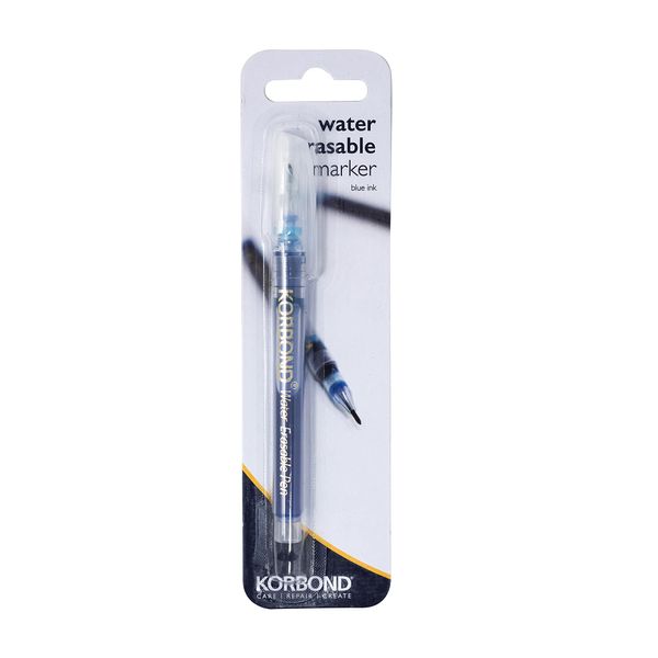 Korbond Water Erasable Marker, Blue Ink, Silver