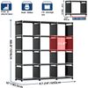 Book Shelf - 12 Cube Storage Organizer DIY Bookcase Metal Black