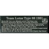 1/20 Lotus Type 88 1981 Data Plate