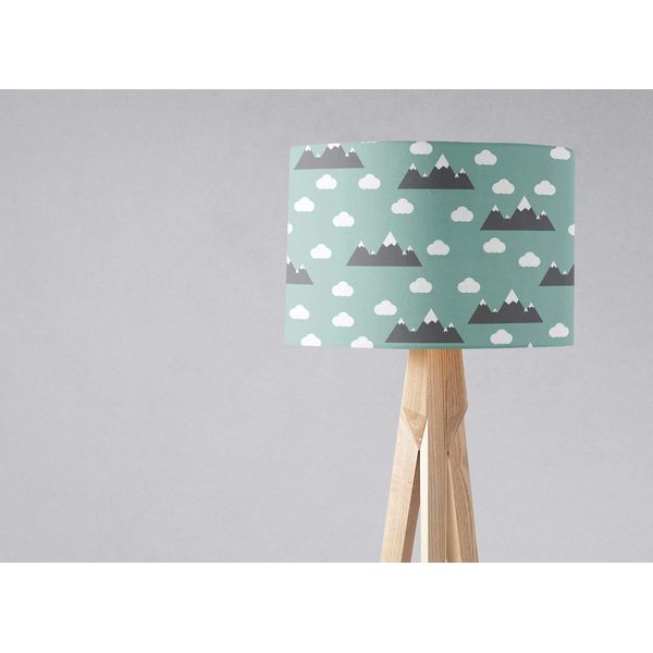 Light Green Clouds and Mountains Design Lampshade, Ceiling Lamp Shade, Table Lamp
