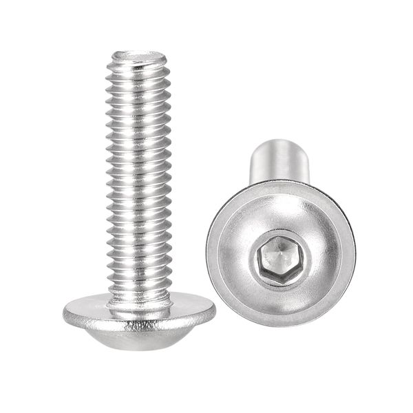 uxcell Flanged Button Head Screw, Socket Cap Screw, Fastener Bolt, Full Thread, Machine Screw, Hex Socket Screw M4 x 16 mm, 304 Stainless Steel, 50 Pieces