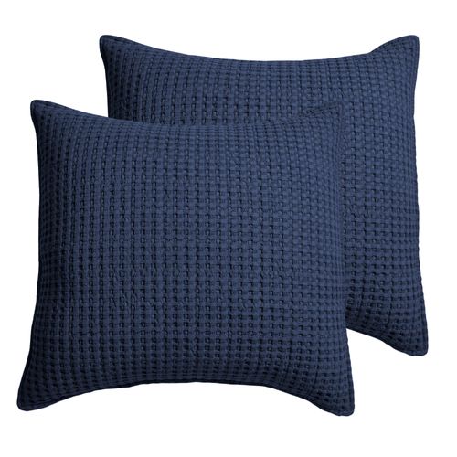 Levtex Home - Mills Waffle - Euro Sham (Set of Two) - Navy - Sham Size (26x26in.), No Insert