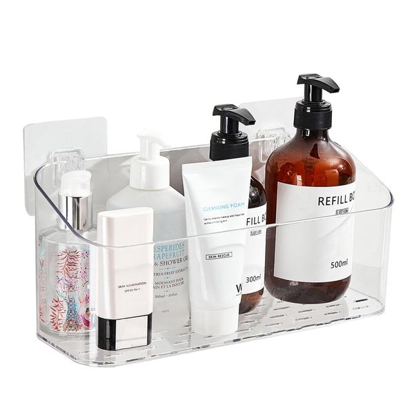Adhesive Shower Caddy Suction Cup Clear Shower Organizer Strong Suction Bathroom