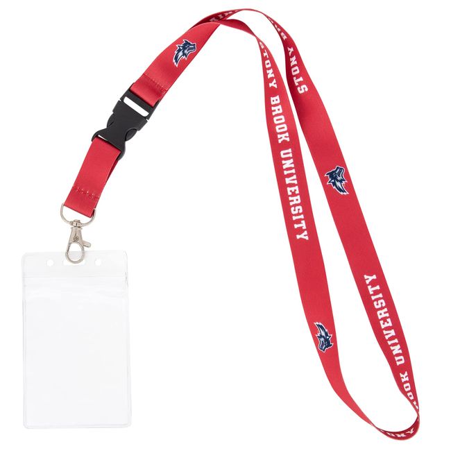 Desert Cactus Stony Brook University Seawolves Car Keys College ID Badge Holder Lanyard Keychain Detachable Breakaway Snap Buckle (w/ Pouch Red)