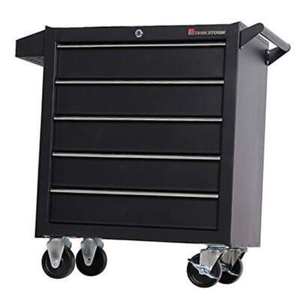 Tool Chest Heavy Duty Cart Steel Rolling Tool Box 5 Drawer Cart (TZ35-BK) Black