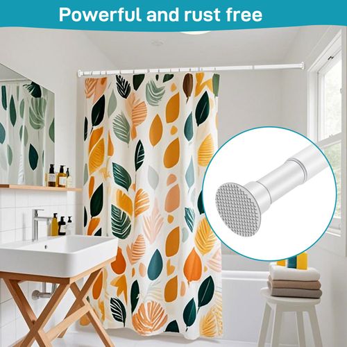 White Shower Curtain Rod 28"-39.5", Never Rust Anti-Slip Adjustable Tension Curtain Rods No Drilling, Heavy Duty 1" diameter Spring Tension Rod for Bathroom/Closet/Windows/Room Divider
