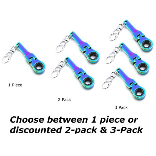 GT//Rotors 10mm Ratchet Wrench Keychain Flex Head 72-Tooth Mechanic Gift (Neo Chrome Plating) (1 Piece)
