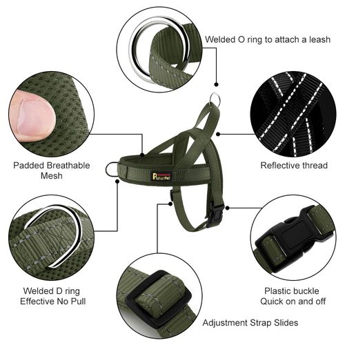 Plutus Pet No Pull Dog Harness with Breathable Mesh Padded, Adjustable Reflective Escape Proof Dog Harness, Quick Fit Dog Vest Harness for Small Medium Large Dogs(XXS, Ranger Green)