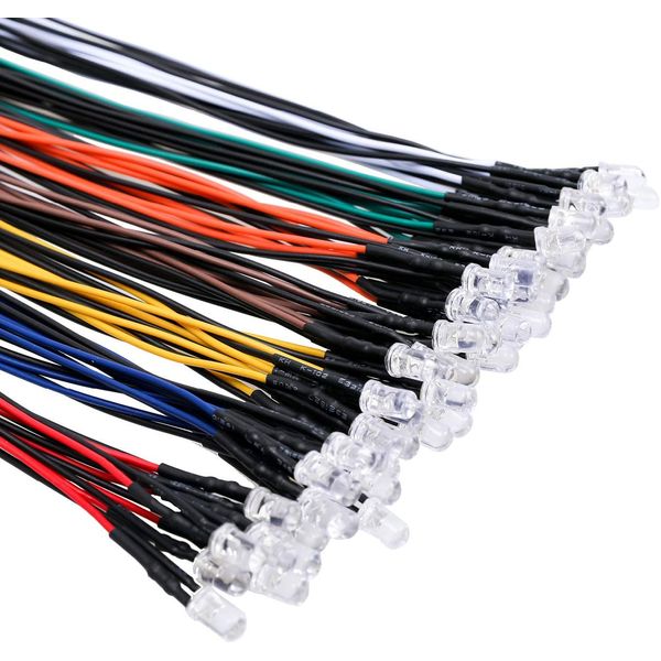 56 Pcs 12V LED Lights, 7 Colors, Pre-Wired 5mm Assorted Kit, Small LED Bulbs