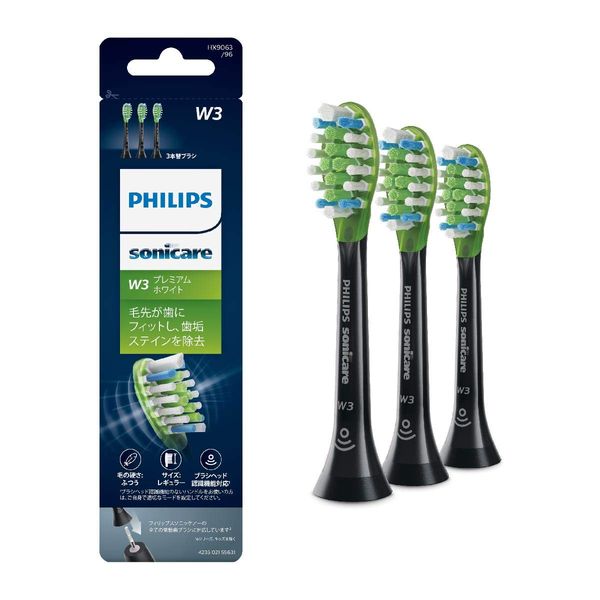 Philips Sonicare HX9043/67 Electric Toothbrush Replacement Brush, Premium Clean, Regular 3 Pieces Brushes (9 Month Supply)