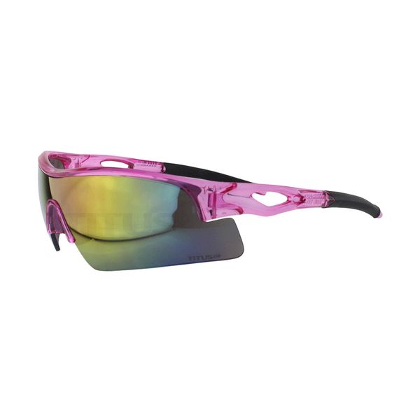 TITUS G20 All Sport Safety Glasses Shooting Eyewear Motorcycle Protection ANSI Z87+ Compliant (Without Pouch, Pink Frame - Mirrored Lens)