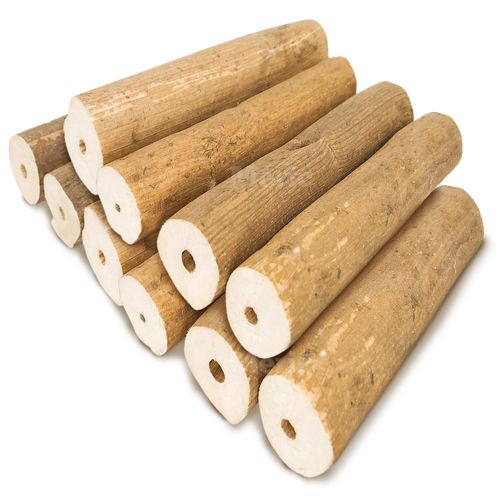CoCoo Bark Sola Sticks with Skin for Parrots, Cockatiel Chew Forage Toy, Round Wood Foot Exercisers for Budgie, Conures, Beak, and Nails Groomer, Keeps Small Birds Calm, and Physically Fit, 10 Pcs
